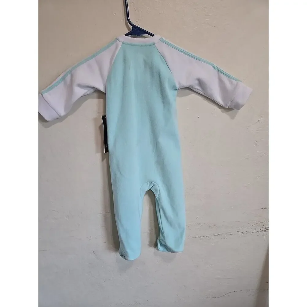 Adidas Micro Fleece Footie Lt Aqua. 9m. New